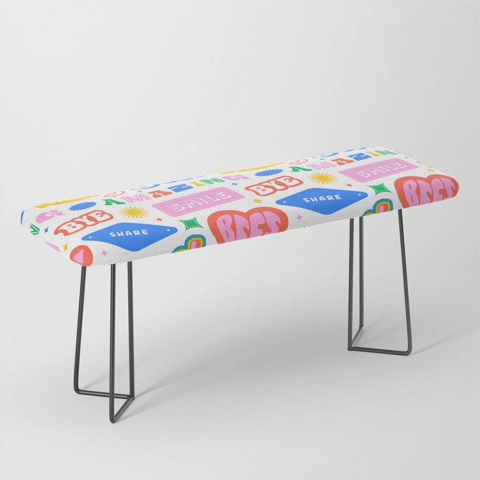 Retro funny sticker quote label pattern Bench Gallery Image 1