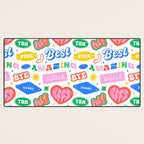 Retro funny sticker quote label pattern Desk Mat Gallery Image 3