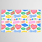 Retro funny sticker quote label pattern Tablecloth Gallery Image 2