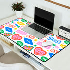 Retro funny sticker quote label pattern Desk Mat Gallery Image 2