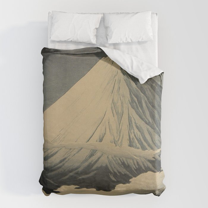 Shotei Takahashi Four Seasons of Mount Fuji Near Omuro Kawase Hasui Japanese Woodblock Print Duvet Cover Gallery Image 1