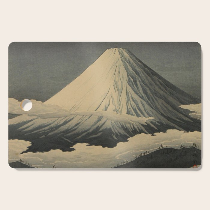 Shotei Takahashi Four Seasons of Mount Fuji Near Omuro Kawase Hasui Japanese Woodblock Print Cutting Board Gallery Image 1
