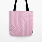 Minimal Line Curvature LXXVI Blush Pink Mid Century Modern Arch Abstract Tote Bag Gallery Image 1