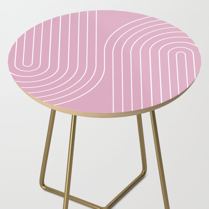 Minimal Line Curvature LXXVI Blush Pink Mid Century Modern Arch Abstract Side Table Gallery Image 2
