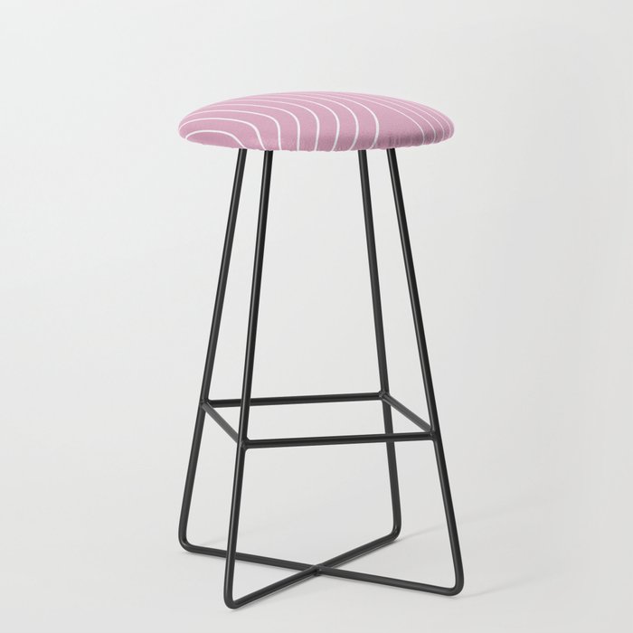 Minimal Line Curvature LXXVI Blush Pink Mid Century Modern Arch Abstract Stool Gallery Image 1