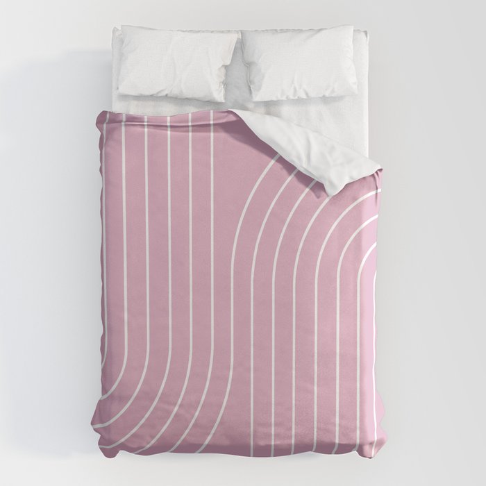 Minimal Line Curvature LXXVI Blush Pink Mid Century Modern Arch Abstract Duvet Cover Gallery Image 6