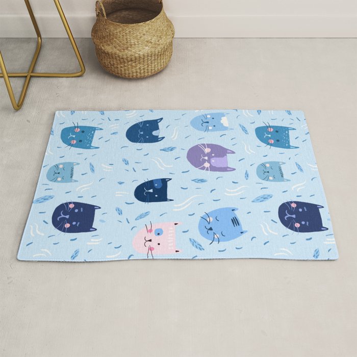 Little blue cats Rug Gallery Image 1