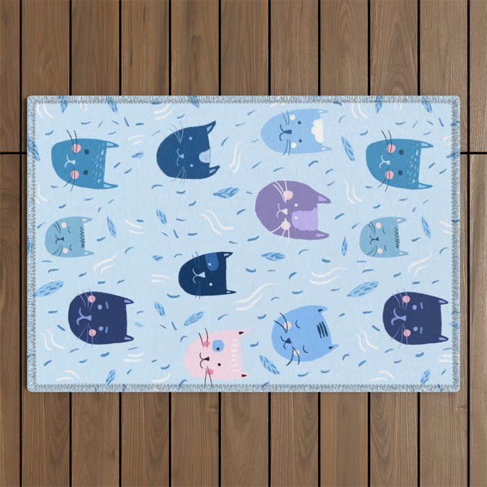 Little blue cats Outdoor Rug Gallery Image 1