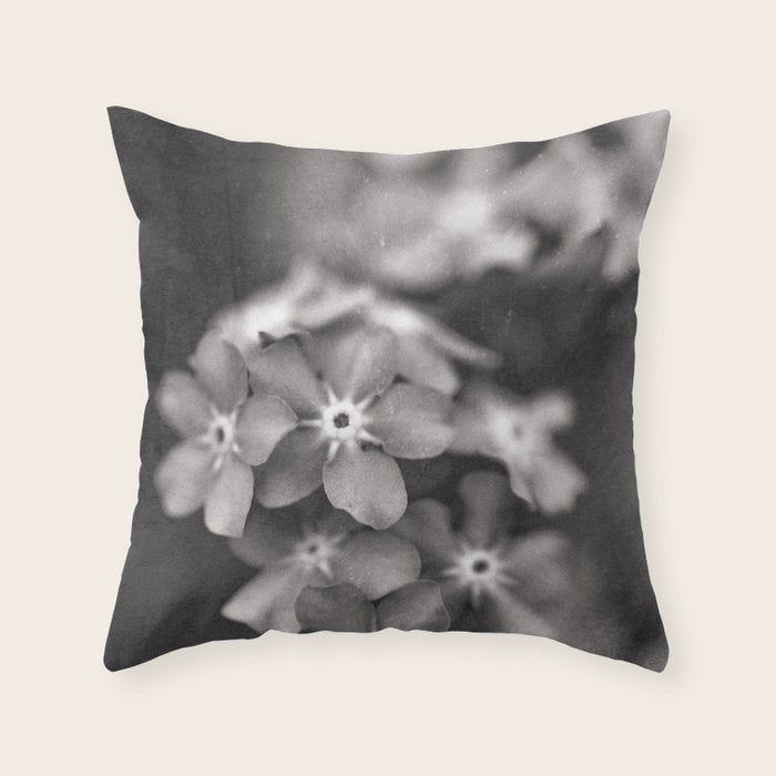 Black and White Botanical Flower Study 1 Throw Pillow Gallery Image 1
