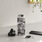 Black and White Botanical Flower Study 1 Water Bottle Gallery Image 4