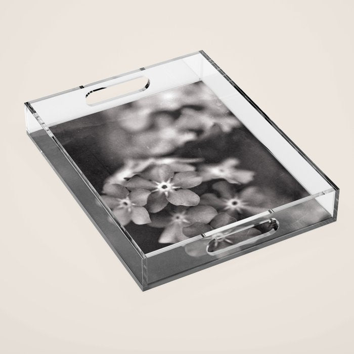 Black and White Botanical Flower Study 1 Acrylic Tray Gallery Image 1
