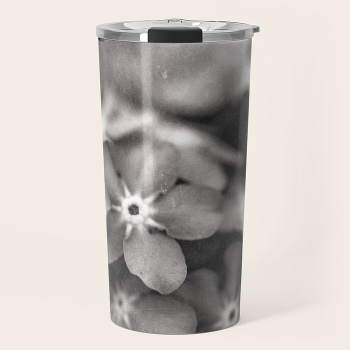 Black and White Botanical Flower Study 1 Travel Mug Gallery Image 1