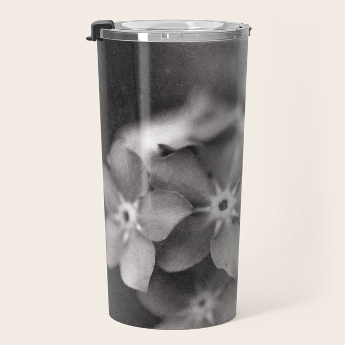 Black and White Botanical Flower Study 1 Travel Mug Gallery Image 3