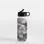 Black and White Botanical Flower Study 1 Water Bottle Gallery Image 1