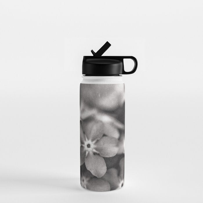 Black and White Botanical Flower Study 1 Water Bottle Gallery Image 1