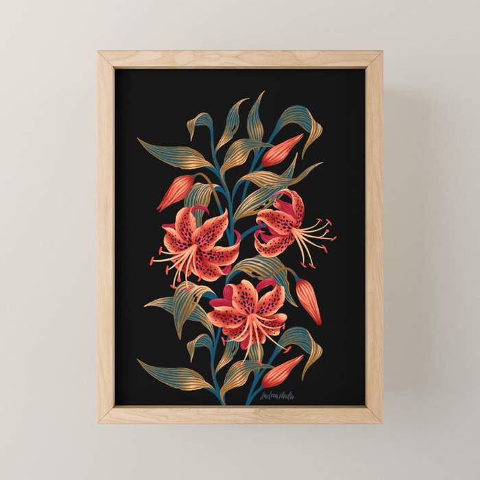 Tiger Lily - Orange Green Mini Art Print Gallery Image 1