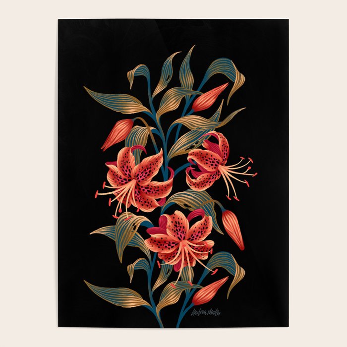 Tiger Lily - Orange Green Poster Gallery Image 1