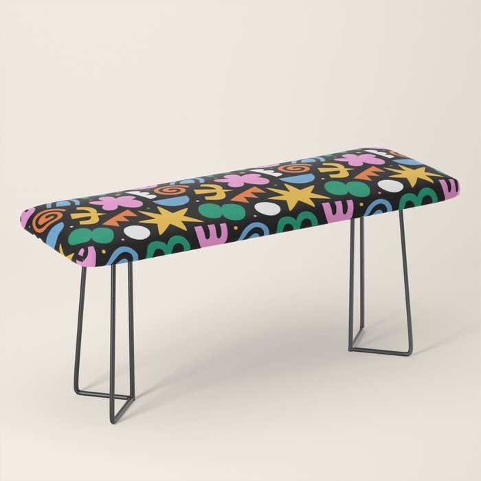 Colorful abstract organic shape doodle pattern Bench Gallery Image 1