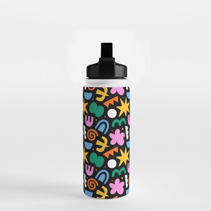 Colorful abstract organic shape doodle pattern Water Bottle Gallery Image 2