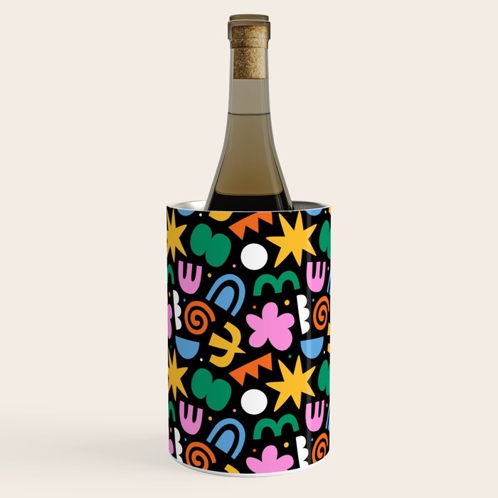 Colorful abstract organic shape doodle pattern Wine Chiller Gallery Image 3
