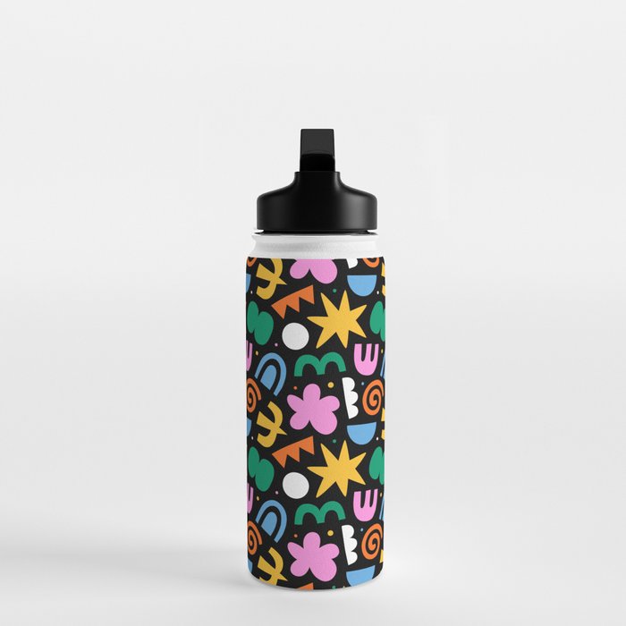 Colorful abstract organic shape doodle pattern Water Bottle Gallery Image 3