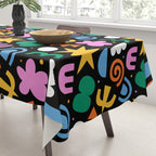 Colorful abstract organic shape doodle pattern Tablecloth Gallery Image 3