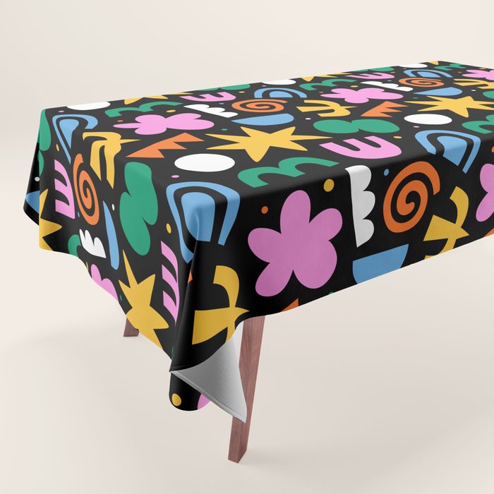 Colorful abstract organic shape doodle pattern Tablecloth Gallery Image 1