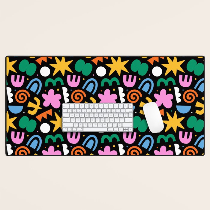Colorful abstract organic shape doodle pattern Desk Mat Gallery Image 1