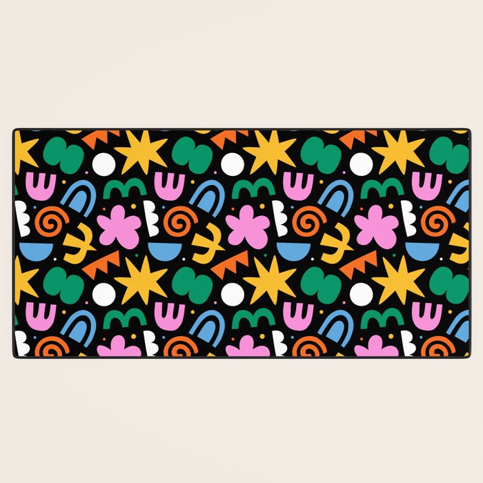 Colorful abstract organic shape doodle pattern Desk Mat Gallery Image 3
