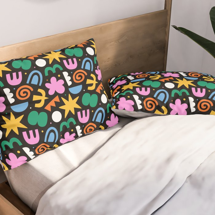 Colorful abstract organic shape doodle pattern Pillow Sham Gallery Image 2