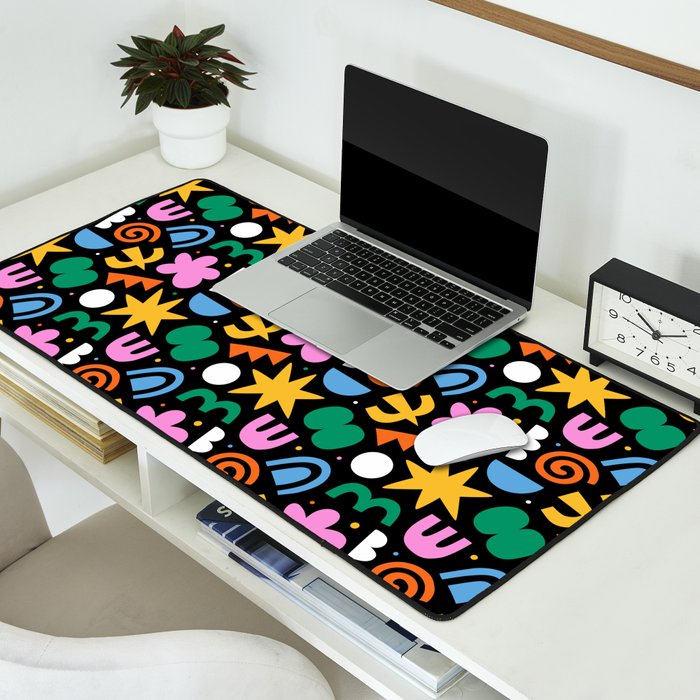Colorful abstract organic shape doodle pattern Desk Mat Gallery Image 2