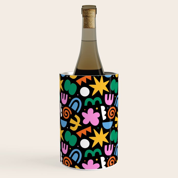 Colorful abstract organic shape doodle pattern Wine Chiller Gallery Image 1