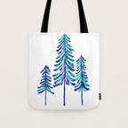 Pine Trees - Navy & Turquoise Palette Tote Bag Gallery Image 1