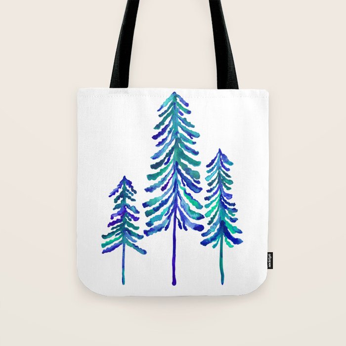 Pine Trees - Navy & Turquoise Palette Tote Bag Gallery Image 1