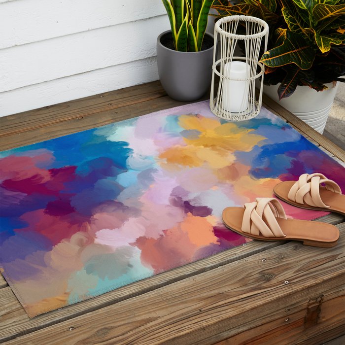 New Beginnings In Full Color | Abstract Texture Color Design Outdoor Rug Gallery Image 2