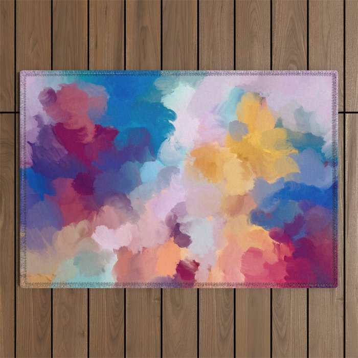 New Beginnings In Full Color | Abstract Texture Color Design Outdoor Rug Gallery Image 1