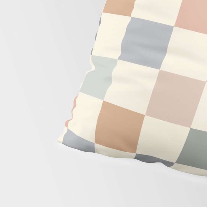 Blue & Beige Neutral Checker Pillow Sham Gallery Image 4