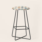 Blue & Beige Neutral Checker Stool Gallery Image 1