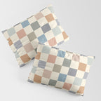 Blue & Beige Neutral Checker Pillow Sham Gallery Image 3
