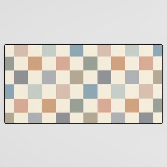 Blue & Beige Neutral Checker Desk Mat Gallery Image 3