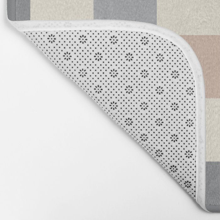 Blue & Beige Neutral Checker Bath Mat Gallery Image 2