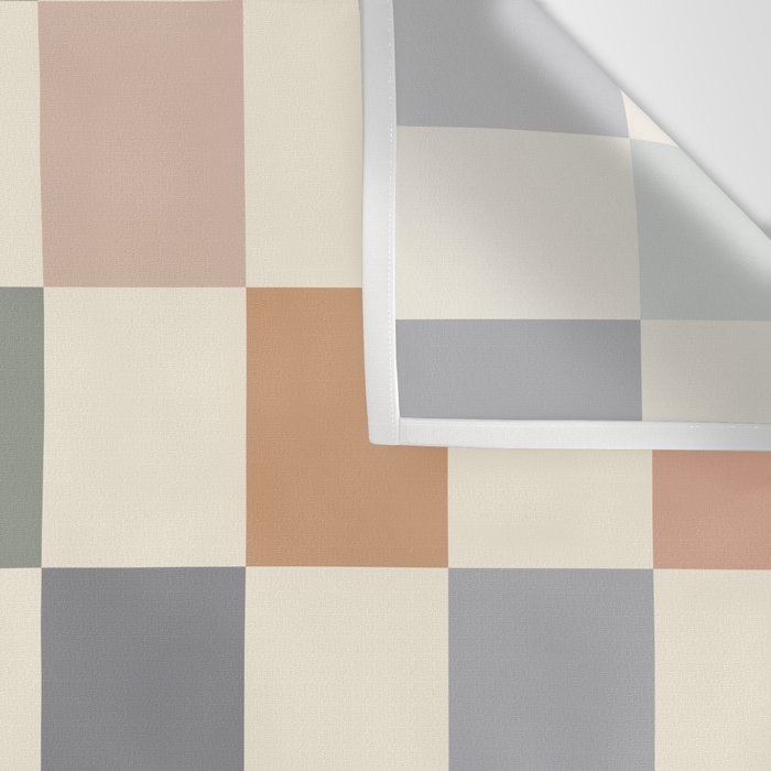 Blue & Beige Neutral Checker Wall Tapestry Gallery Image 3