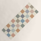 Blue & Beige Neutral Checker Yoga Mat Gallery Image 1