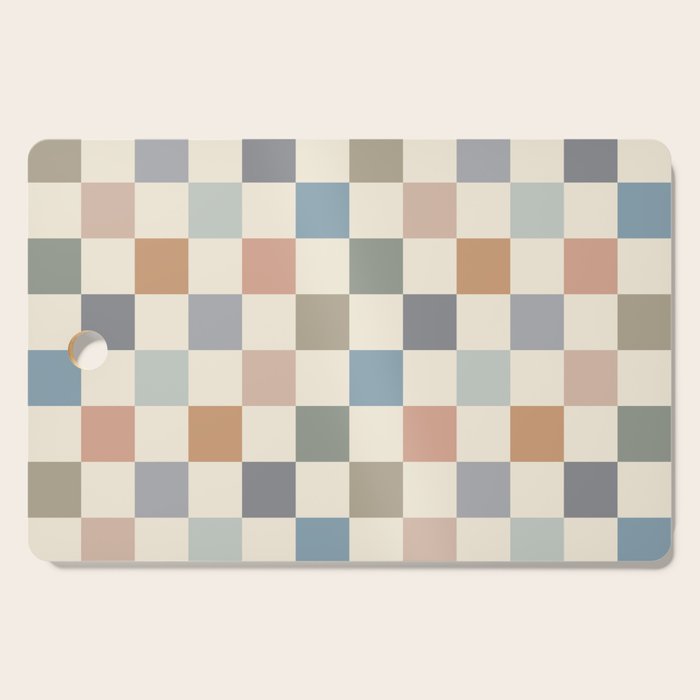 Blue & Beige Neutral Checker Cutting Board Gallery Image 1