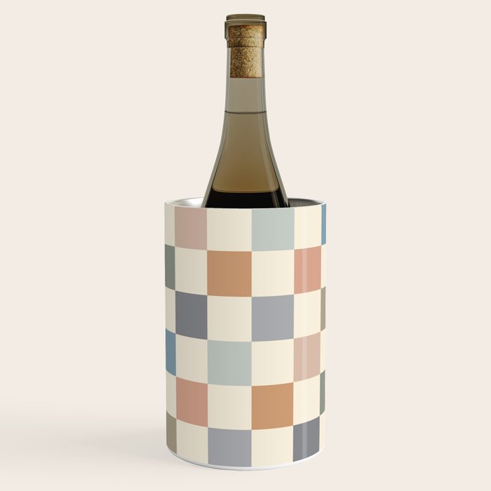 Blue & Beige Neutral Checker Wine Chiller Gallery Image 2