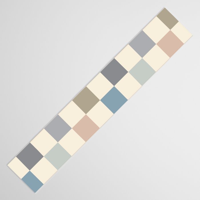 Blue & Beige Neutral Checker Table Runner Gallery Image 3