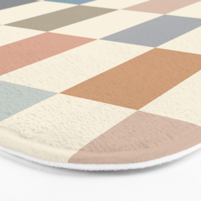 Blue & Beige Neutral Checker Bath Mat Gallery Image 3