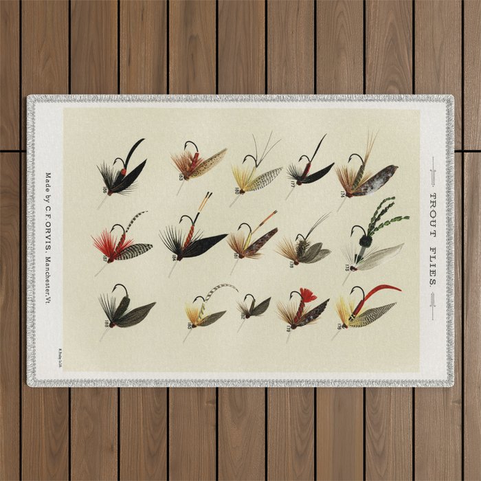 Trout Fly Fishing Outdoor Rug Gallery Image 1