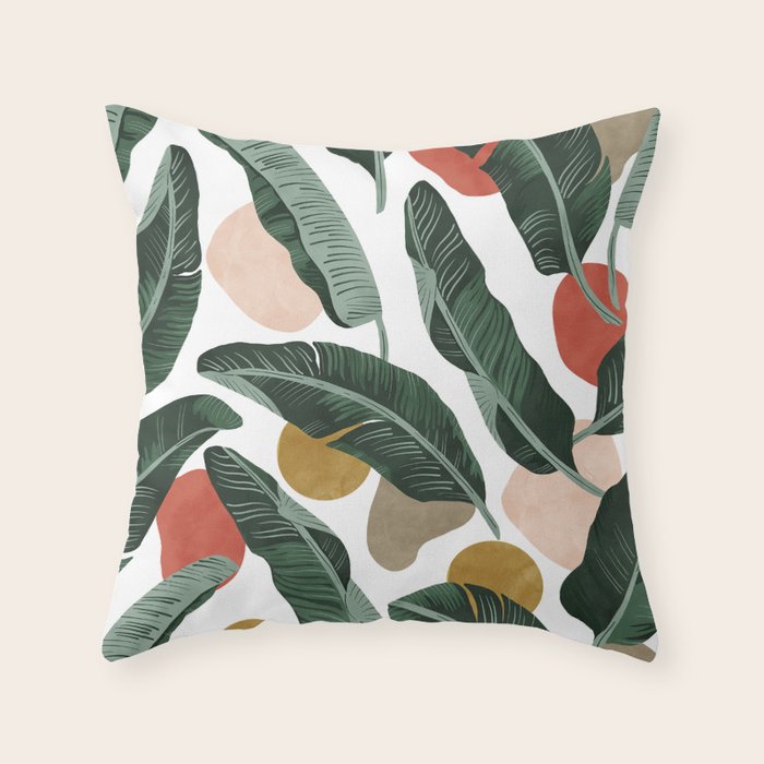 Modern banana leaf Throw Pillow Gallery Image 1