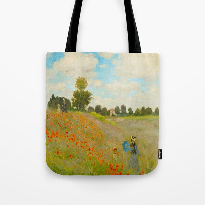 Claude Monet Impressionist Landscape Oil Painting Poppy Field Tote Bag Gallery Image 1
